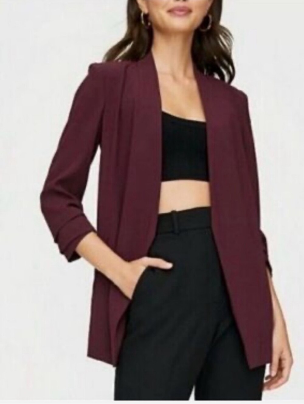 aritzia Power Blazer Babaton Open-Front Blazer in Wine Size 2